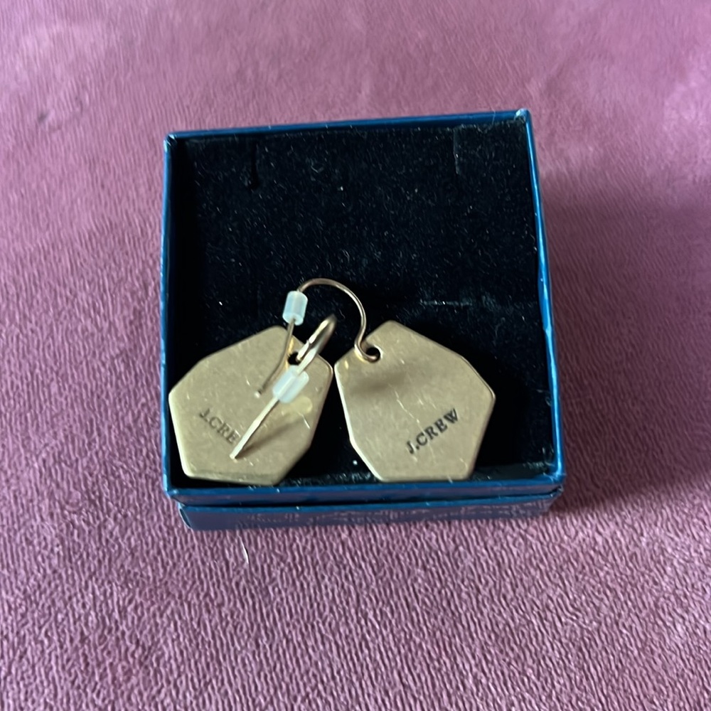 J.Crew Gold Geometric Pentagon Drop Earrings - Picture 3 of 3